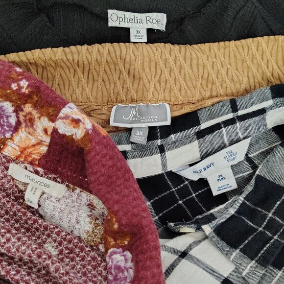 Casual Comfy Career BUNDLE 3X Women's Plus Size Shirts Long & 3/4 Sleeves - Picture 9 of 9